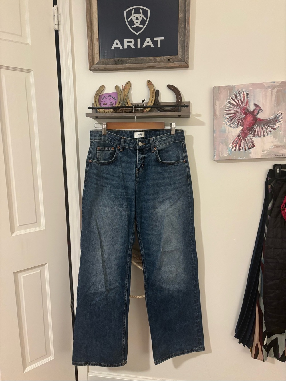 Motel Rocks Dark Blue Wide-Leg Jeans